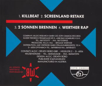 BRIGADE WERTHER - KILLBEAT - CD Rear Cover